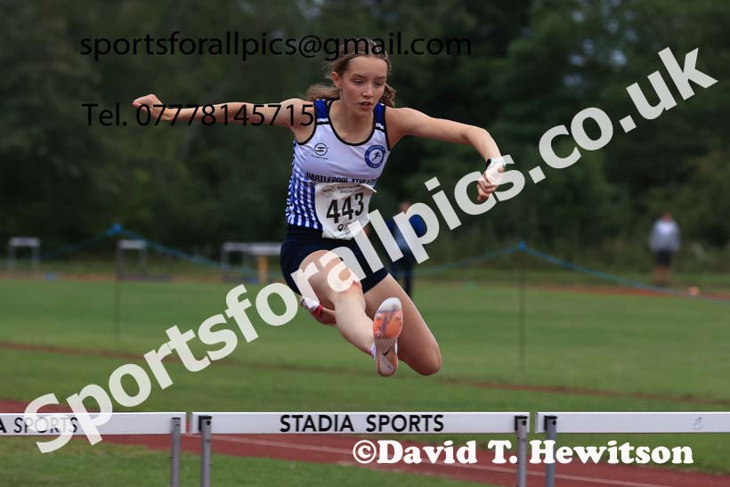 400 and 300 metres hurdles, 2025 NEGP No 5 Monkton, Wednesday, July 23rd. Photo: David T. Hewitson/Sports for All Pics